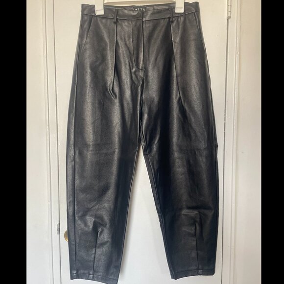 Seta Apparel NWOT Black Baggy Cropped Leather Pants - Picture 3 of 5